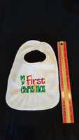 My First Christmas Custom Embroidered White Terry Cloth Baby Bib