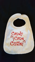 Candy Cane Cutie Custom Embroidered White Terry Cloth Baby Bib