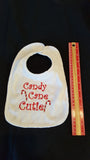 Candy Cane Cutie Custom Embroidered White Terry Cloth Baby Bib