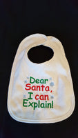 Dear Santa I Can Explain Custom Embroidered White Terry Cloth Baby Bib