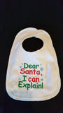 Dear Santa I Can Explain Custom Embroidered White Terry Cloth Baby Bib