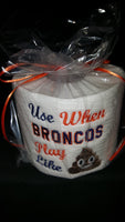 Embroidered Denver Broncos Inspired Toilet Paper