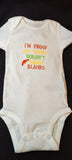 I'm Proof My Daddy Doesn't Shoot Blanks Custom Embroidered White Bodysuit