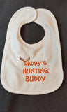 Daddy's Hunting Buddy Custom Embroidered White Terry Cloth Baby Bib